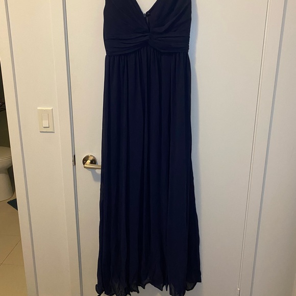 Floor length Blue V cut neckline dress/gown - Picture 2 of 5
